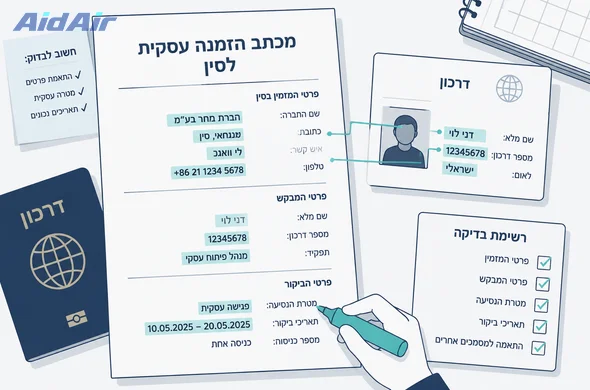 בדיקת מכתב הזמנה עסקית לויזת עסקים לסין